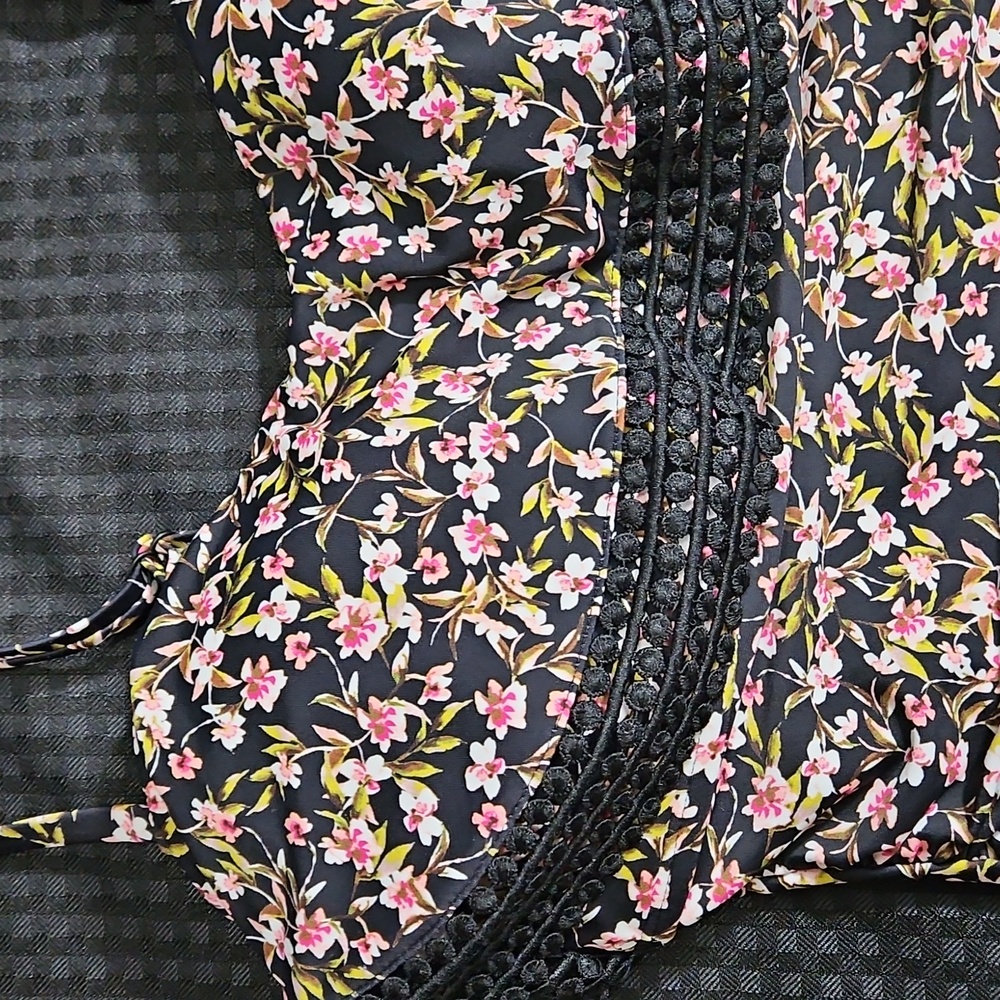 Kona Sol, Black & Pink Floral , One Piece , Size Medium, Adjustable Straps - Picture 2 of 8